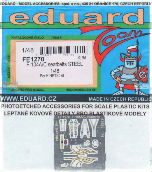 EDUFE1270 1:48 Eduard Color Zoom PE - F-104A F-104C Starfighter Seatbelts [STEEL] (KIN kit)