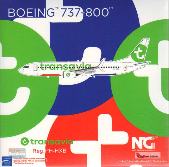 NGM58129 1:400 NG Model Transvia Airlines B737-800(S) Reg #PH-HXB (pre-painted/pre-built)