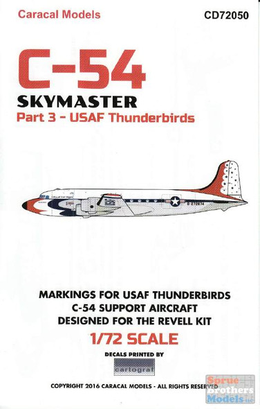 CARCD72050 1:72 Caracal Models Decals - C-54 Skymaster Part 3 USAF Thunderbirds