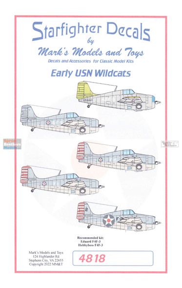 SFD48018 1:48 Starfighter Decals - Early USN F4F Wildcats