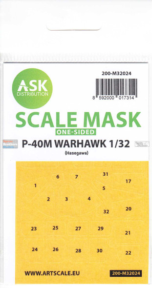 ASKM32024 1:32 ASK/Art Scale Mask - P-40M Warhawk (HAS kit)