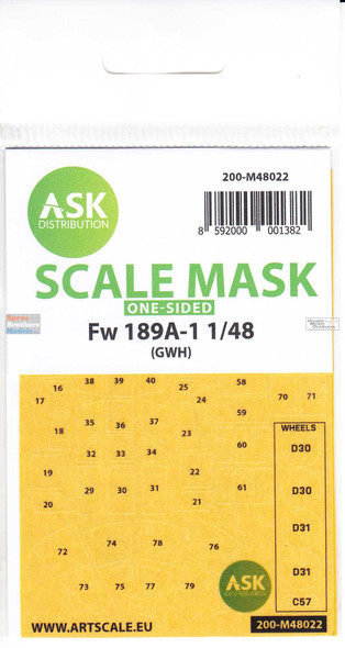 ASKM48022 1:48 ASK/Art Scale Mask - Fw189A-1 (GWH kit)