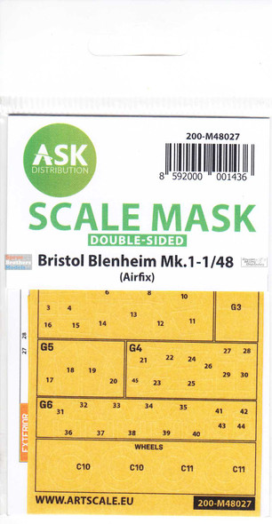 ASKM48027 1:48 ASK/Art Scale Mask [Double Sided] - Bristol Blenheim Mk.1 (AFX kit)