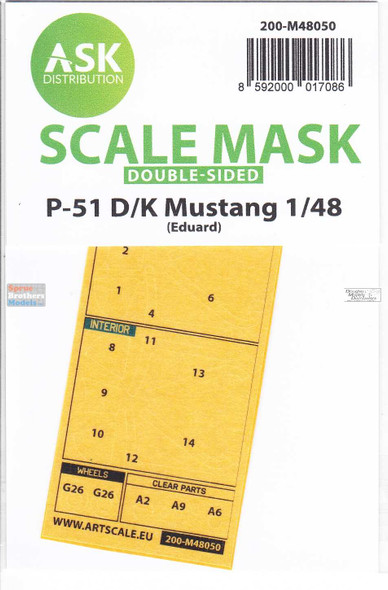 ASKM48050 1:48 ASK/Art Scale Mask [Double Sided]- P-51D P-51K Mustang (EDU kit)