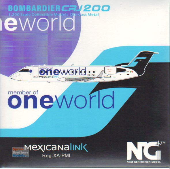 NGM52045 1:200 NG Model MexicanaLink CRJ-200LR Reg #XA-PMI OneWorld (pre-painted/pre-built)