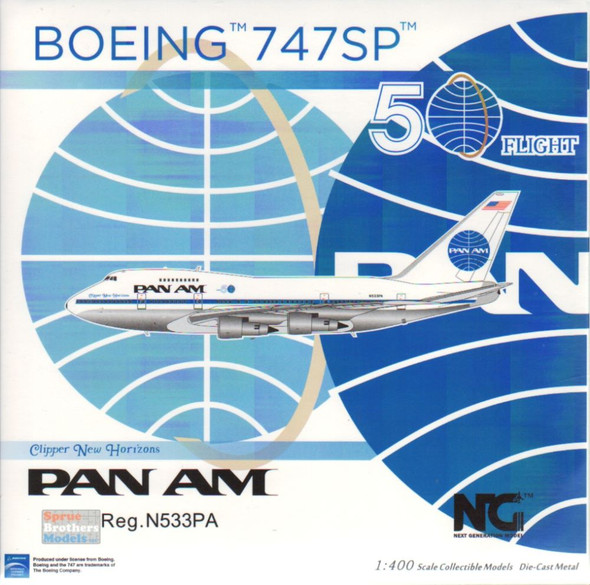 NGM07023 1:400 NG Model Pan Am B747SP Reg #N533PA 'Clipper New Horizons' (pre-painted/pre-built)