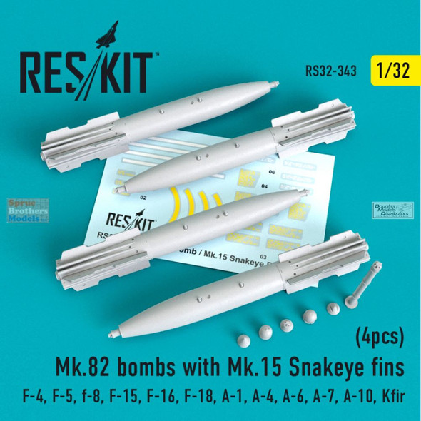 RESRS320343 1:32 ResKit Mk.82 Bomb with Mk.15 Snakeye Fins Set