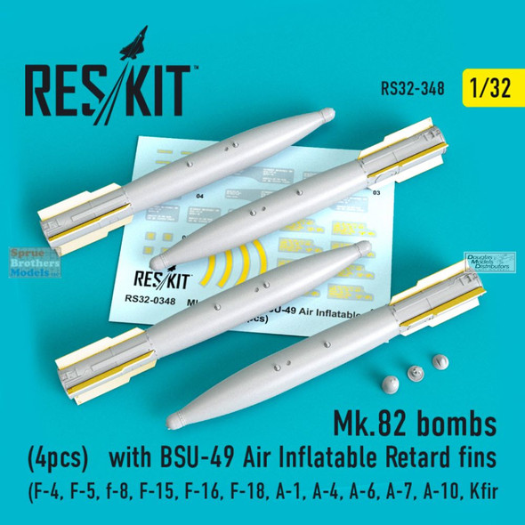 RESRS320348 1:32 ResKit Mk.82d Bomb with BSU-49 Air Inflatable Retard Fins Set