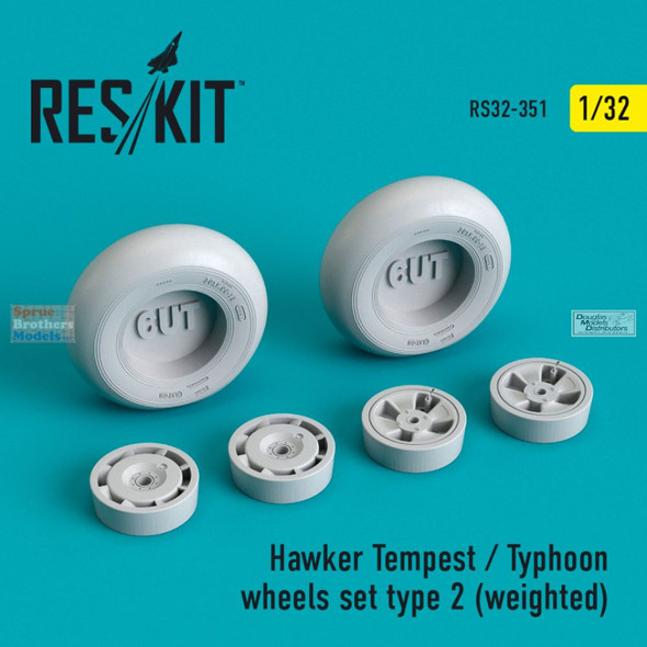 RESRS320351 1:32 ResKit Hawker Tempest / Typhoon Weighted Wheels Set Type 2