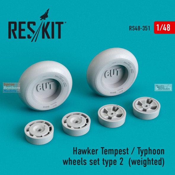 RESRS480351 1:48 ResKit Hawker Tempest / Typhoon Weighted Wheels Set Type 2