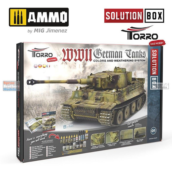 AMM2414300000 AMMO by Mig/Torro Solutions Box - WW2 German Tanks Color and Weathering System