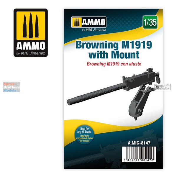 AMM8147 1:35 AMMO by Mig Browning .30 Cal M1919 Machine Gun with Mount