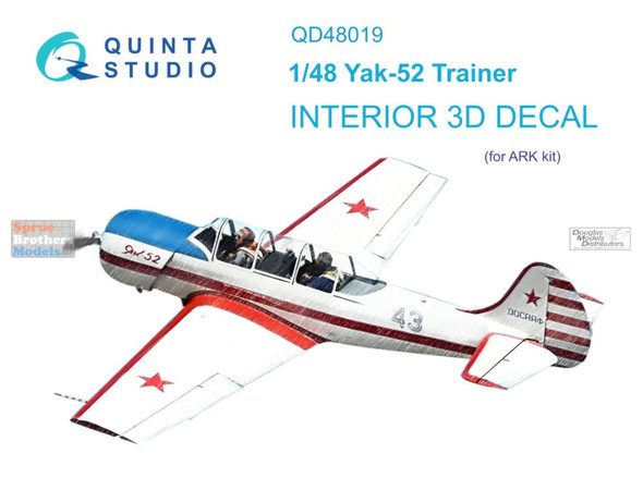 QTSQD48019 1:48 Quinta Studio Interior 3D Decal - Yak-52 Trainer (ARK kit)