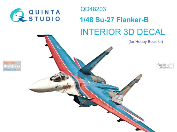 QTSQD48203 1:48 Quinta Studio Interior 3D Decal - Su-27 Flanker B (HBS kit)