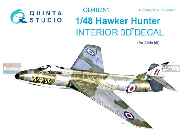 QTSQD48251 1:48 Quinta Studio Interior 3D Decal - Hawker Hunter (AFX kit)