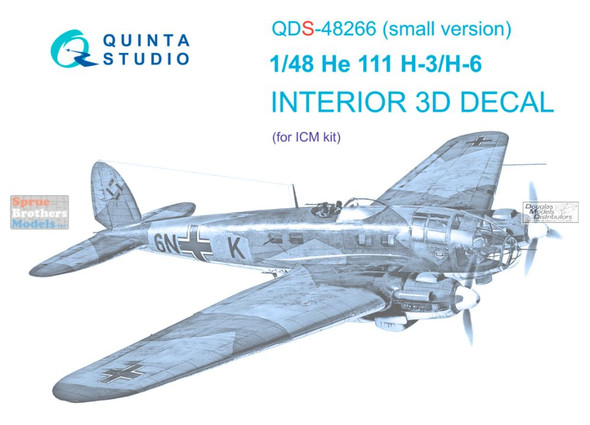 QTSQDS48266 1:48 Quinta Studio Interior 3D Decal - He111H-3 He111H-6 (ICM kit) Small Version