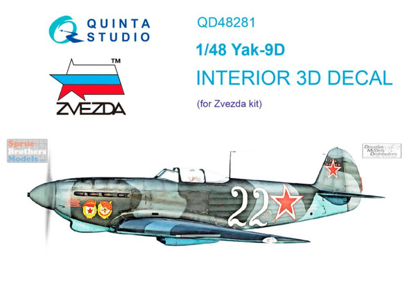 QTSQD48281 1:48 Quinta Studio Interior 3D Decal - Yak-9D (ZVE kit)