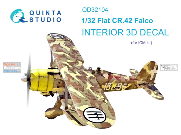 QTSQD32104 1:32 Quinta Studio Interior 3D Decal - Fiat CR.42 Falco (ICM kit)