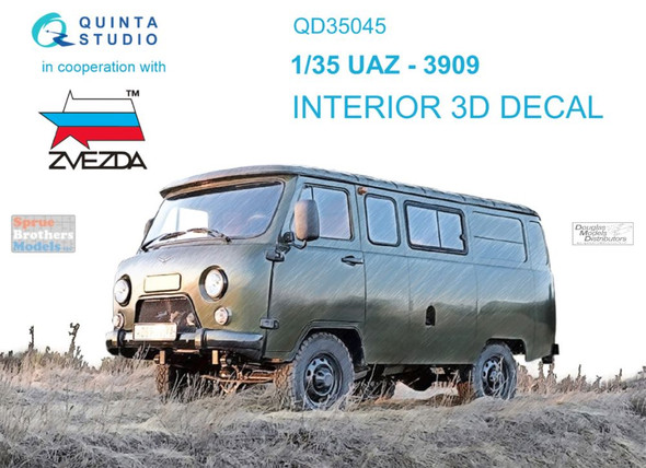 QTSQD35045 1:35 Quinta Studio Interior 3D Decal - UAZ-3909 (ZVE kit)