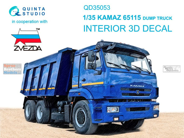 QTSQD35053 1:35 Quinta Studio Interior 3D Decal - KAMAZ 65115 Dump Truck (ZVE kit)