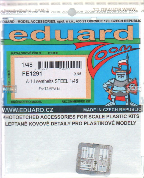 EDUFE1291 1:48 Eduard Color Zoom PE - A-1J Skyraider Seatbelts [STEEL] (TAM kit)