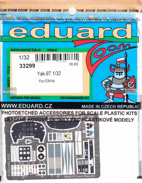 EDU33299 1:32 Eduard Zoom Color PE - Yak-9T (ICM kit)