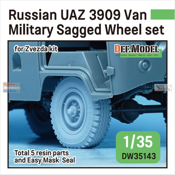 DEFDW35143 1:35 DEF Model Russian UAZ 3909 Van Military Sagged Wheel Set (ZVE Kit)