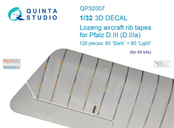 QTSQP32007 1:32 Quinta Studio Interior 3D Decal - Lozeng Aircraft Rib Tape for Pfalz D.III/IIIa