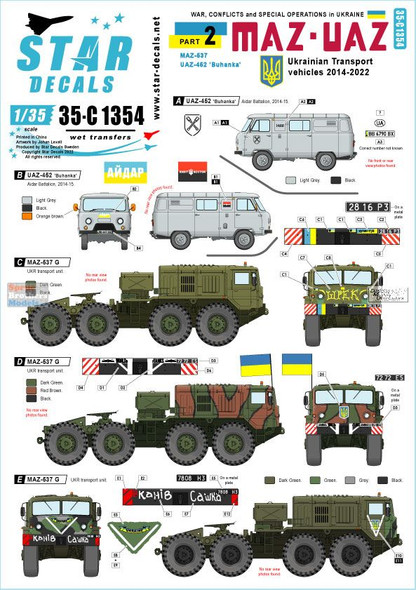 SRD35C1354 1:35 Star Decals - War in Ukraine #2 Ukrainian Transport Vehicles 2014-2022