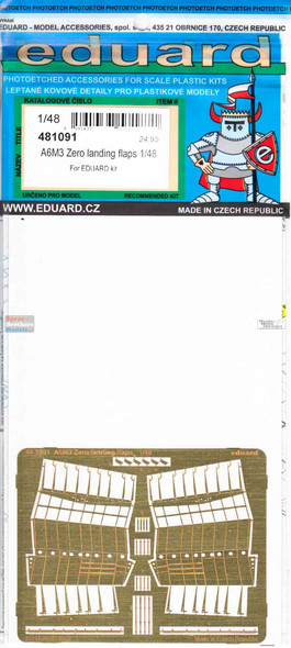 EDU481091 1:48 Eduard PE - A6M3 Zero Landing Flaps (EDU kit)