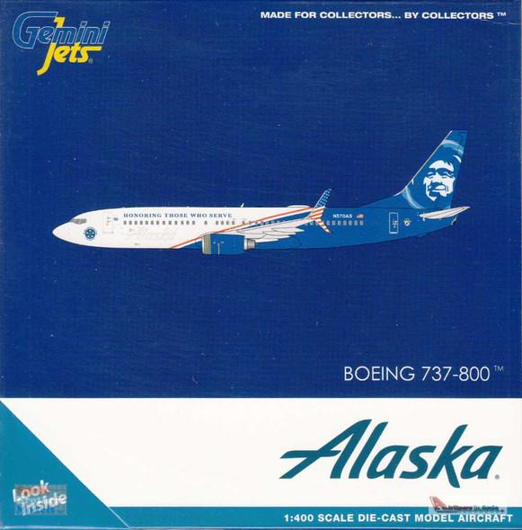 GEMGJ2122 1:400 Gemini Jets Alaska Airlines B737-800 Reg #N570AS 'Honoring Those Who Serve' (pre-painted/pre-built)