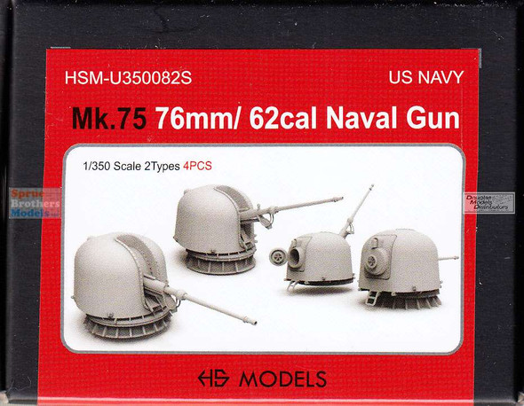 HSMU350082U 1:350 HS Models US Navy Mk.75 76mm/62-Cal Naval Gun Set