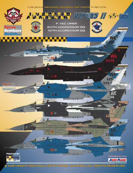 BMA48025 1:48 Bullseye Model Aviation Decals - F-16C Falcon 'Aggressor Vipers II'