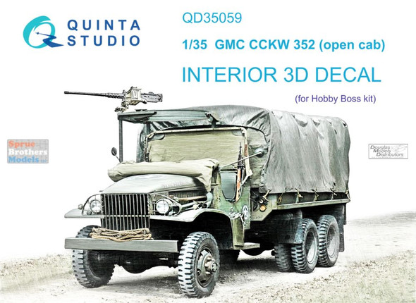 QTSQD35059 1:35 Quinta Studio Interior 3D Decal - GMC CCKW 352 Open Cab (HBS kit)