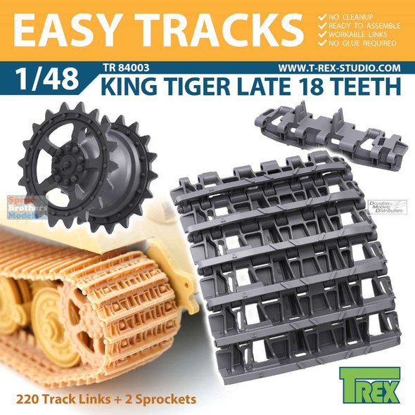 TRXTR84003 1:48 TRex - King Tiger (Late 18 Teeth Type) with Sprockets Easy Tracks