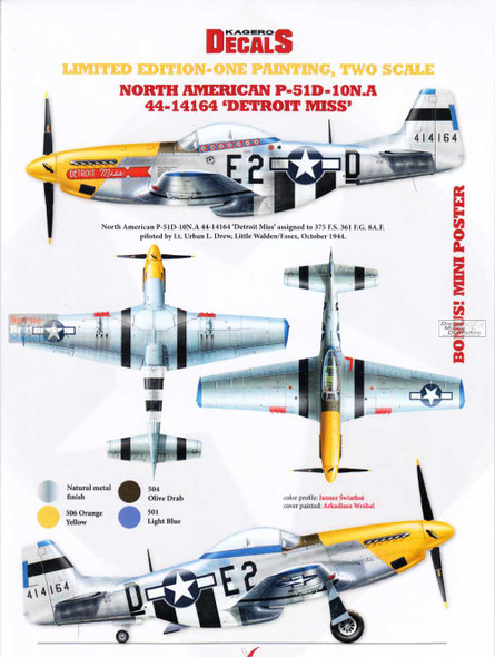 KAGPD7248002 1:48 & 1:72 Kagero Decals - P-51D-10 Mustang 44-14164 'Detroit Miss'