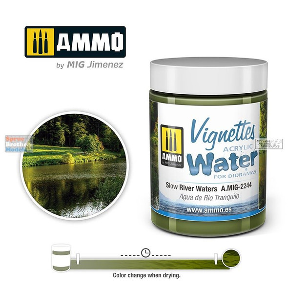 AMM2244 AMMO by Mig Vignettes Acrylic Water for Dioramas - Slow River Waters (100ml)