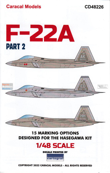 CARCD48166 1:48 Caracal Models Decals - F-22 Raptor Part 1 - Sprue