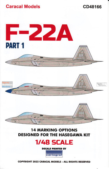 CARCD48166 1:48 Caracal Models Decals - F-22 Raptor Part 1