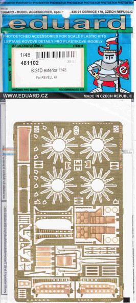 EDU481102 1:48 Eduard PE - B-24D Liberator Exterior Detail Set (REV kit)