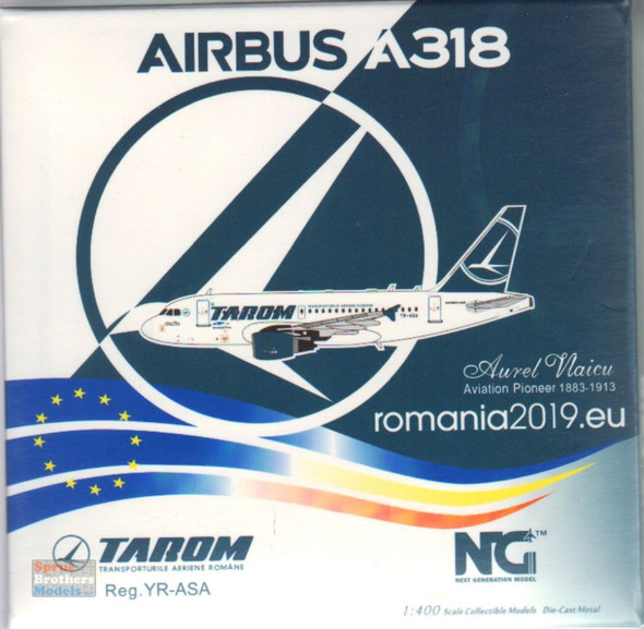 NGM48003 1:400 NG Model Tarom - Romanian Air Transport Airbus A318-100 Reg #YR-ASA 'romania2019.eu' (pre-painted/pre-built)