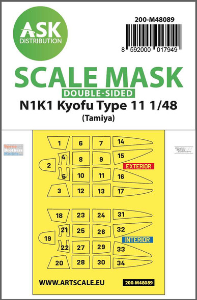 ASKM48089 1:48 ASK/Art Scale Double-Sided Mask - N1K1 Kyofu Type 11 (TAM kit)