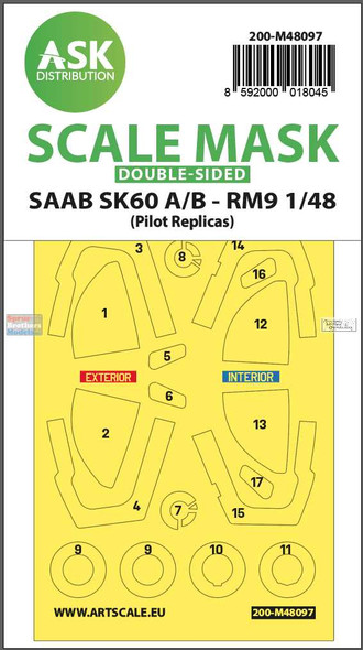 ASKM48097 1:48 ASK/Art Scale Double-Sided Mask - Saab SK60A/B - RM9 (PLS kit)