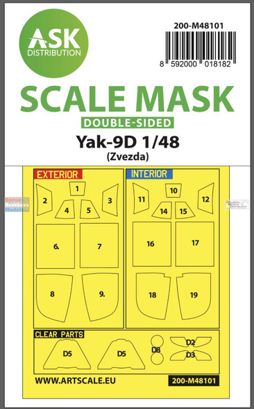 ASKM48101 1:48 ASK/Art Scale Double-Sided Mask - Yak-9D (ZVE kit)