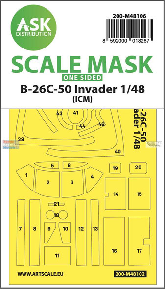 ASKM48106 1:48 ASK/Art Scale Mask - B-26C-50 Invader (ICM kit)