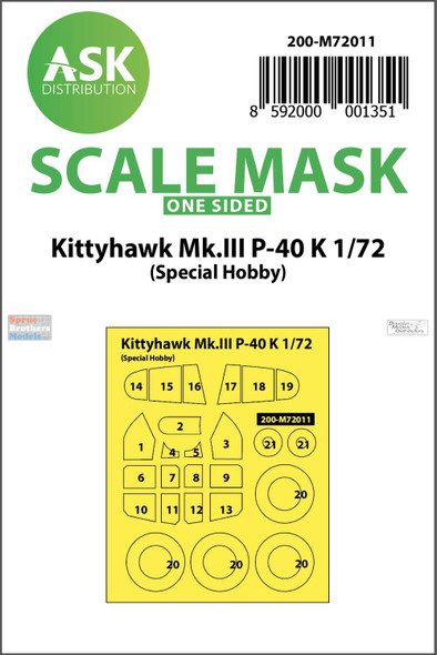 ASKM72011 1:72 ASK/Art Scale Mask - Kittyhawk Mk.III P-40K Warhawk (SPH kit)