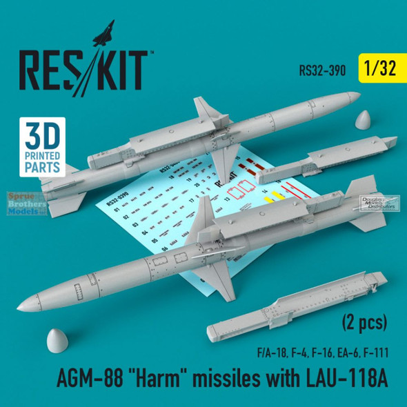 RESRS320390 1:32 ResKit AGM-88 Harm Missiles with LAU-118A