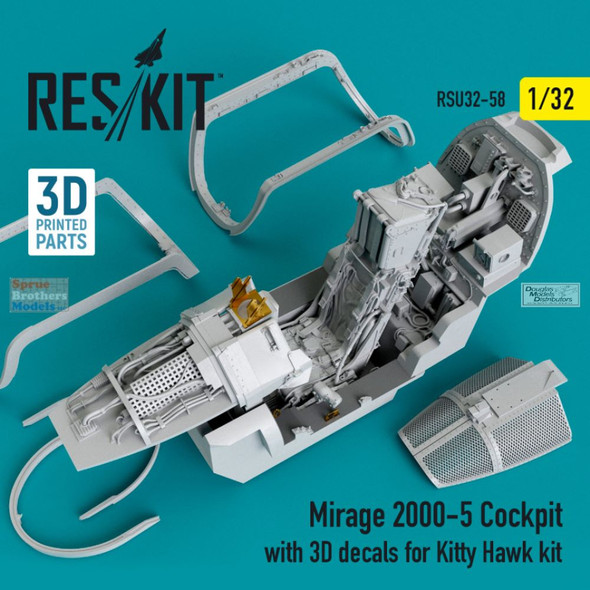 RESRSU320058U 1:32 ResKit Mirage 2000-5 Cockpit Set with 3D Decals (KTH kit)