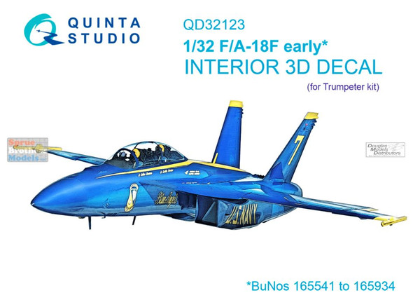 QTSQD32123 1:32 Quinta Studio Interior 3D Decal - F-18F Super Hornet Early (TRP kit)