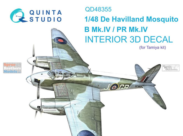 QTSQD48355 1:48 Quinta Studio Interior 3D Decal - Mosquito B Mk.IV / PR Mk.IV (TAM kit)